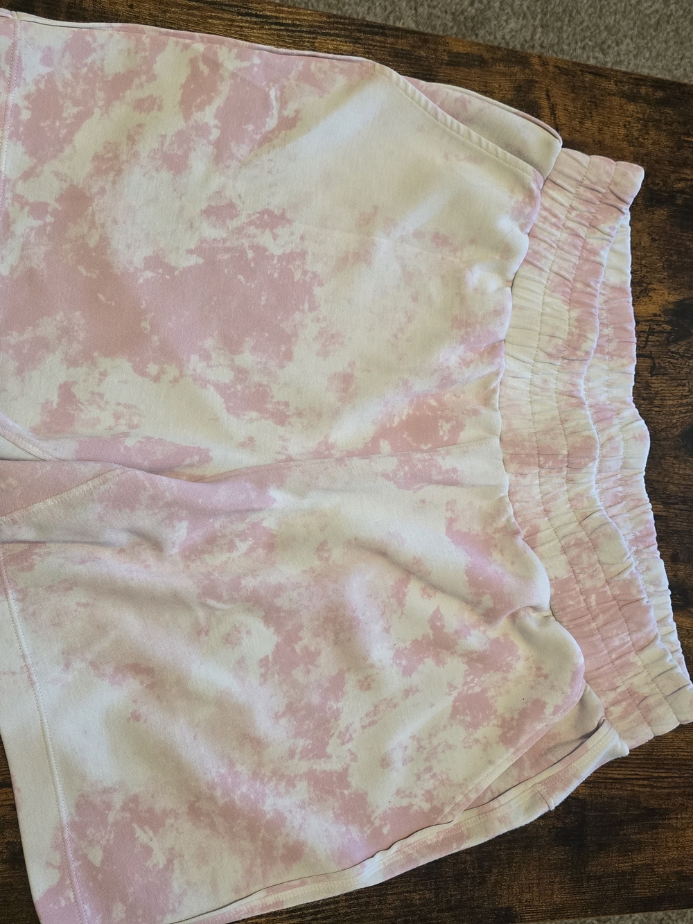 LuLaRoe Pink and White Tie-Dye Athletic Lounge Shorts